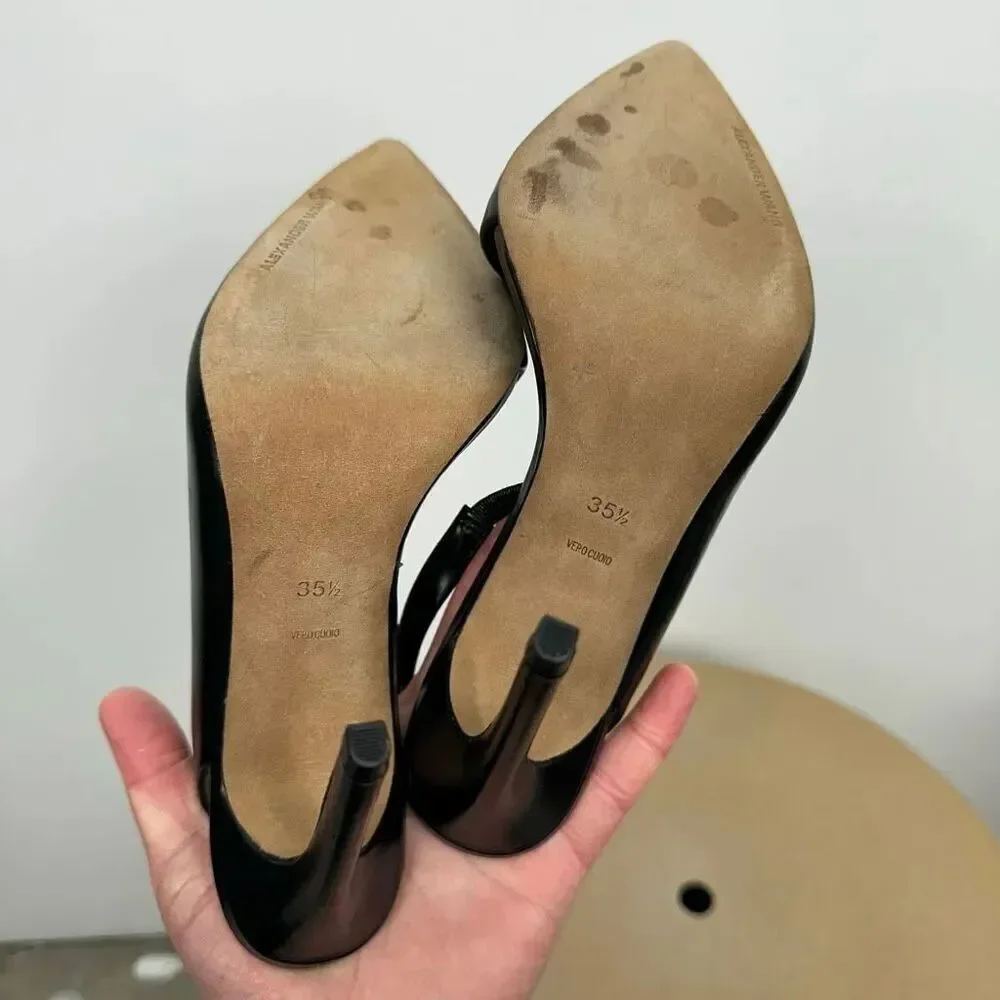 Alexander Wang Women’s Edie Slingback Heels Black Leather Pumps
